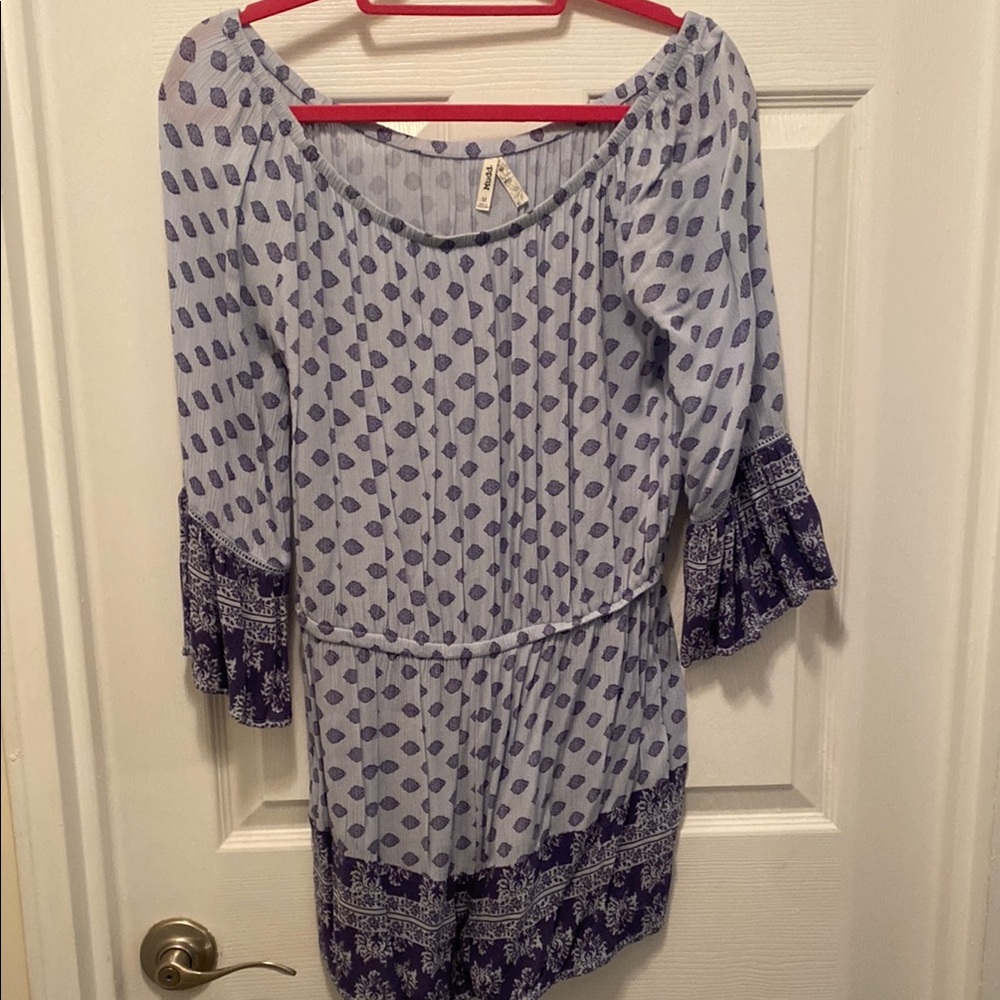 Women's Blue and Purple Patterned Top